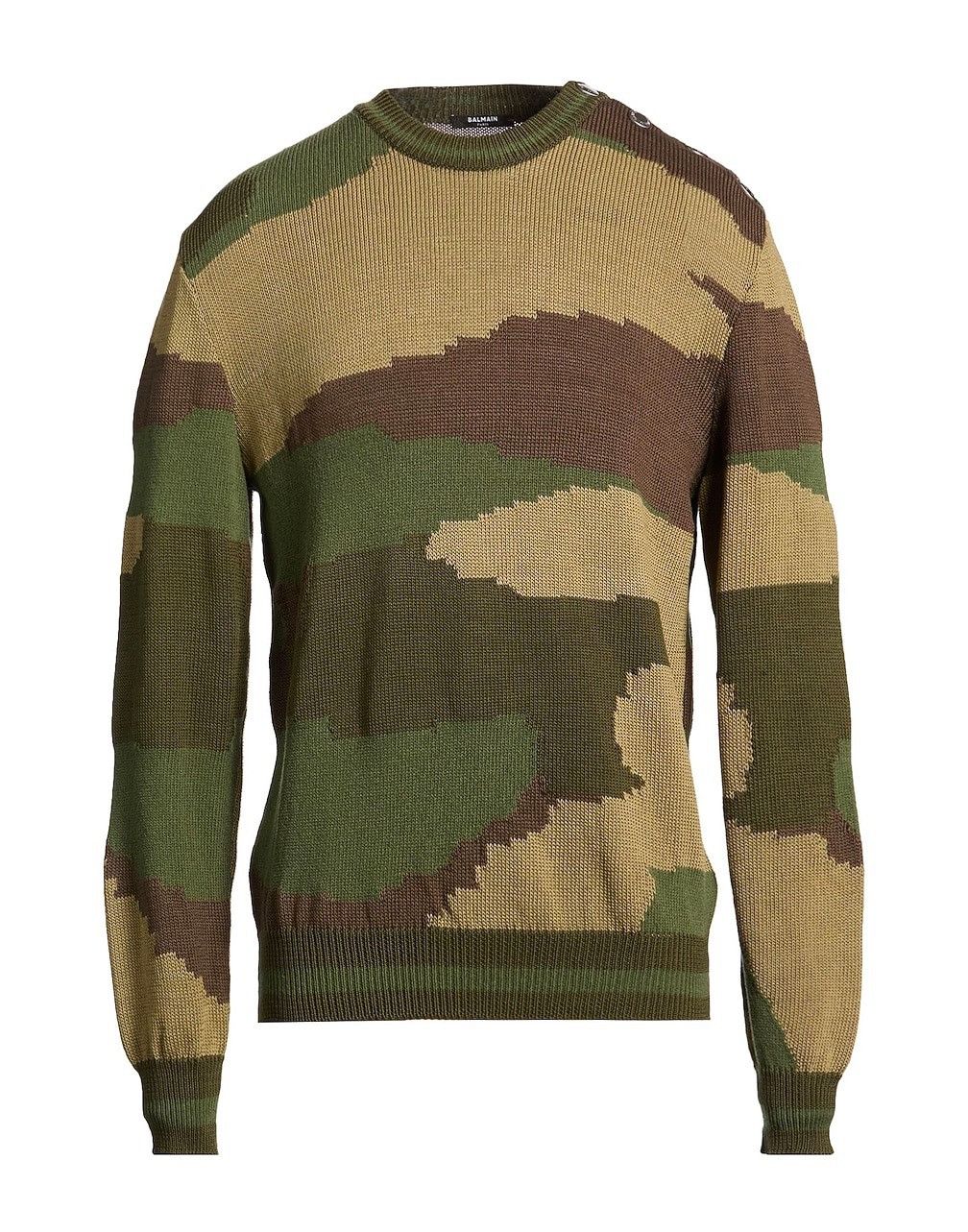 Balmain o1mt1gz0126 Camouflage 3 Button Crewneck Sweater Multicolor Size US XL / EU 56 / 4 - 1 Preview