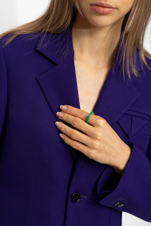 Bottega Veneta BOTTEGA VENETA green and gold silver double ring 7 15 q Size ONE SIZE - 2 Thumbnail