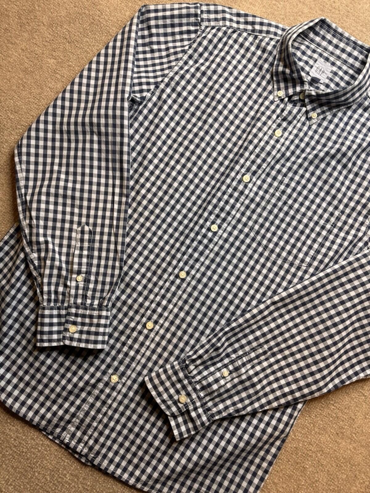 Gap Men's Gap Lg Blue Check LS Button-Up Shirt [729] Size US L / EU 52-54 / 3 - 1 Thumbnail