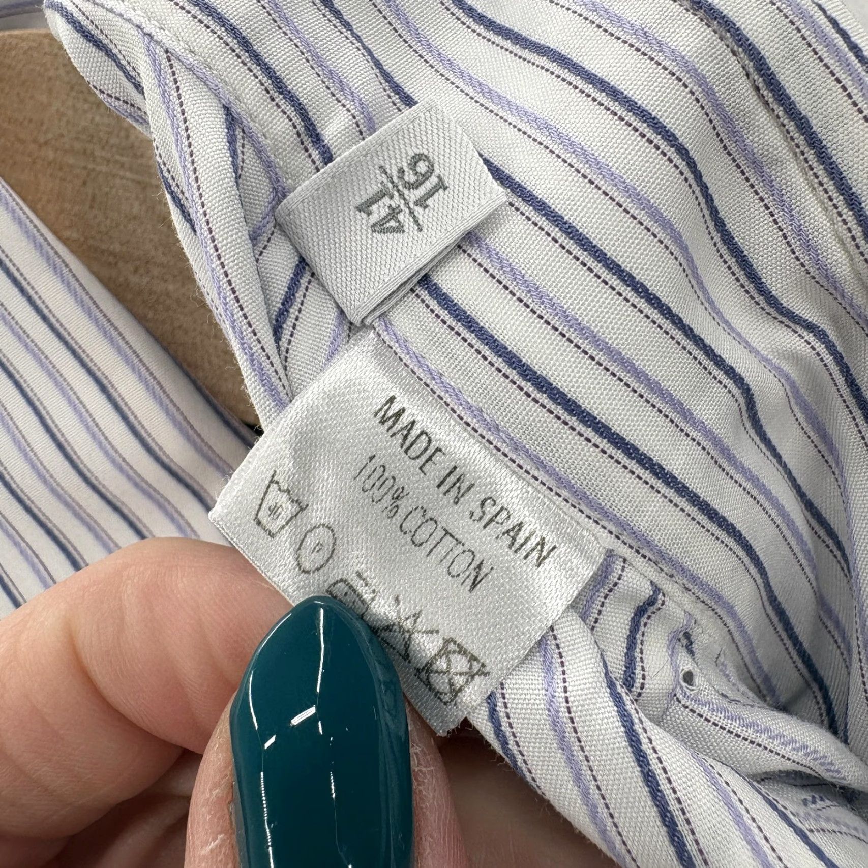 Ermenegildo Zegna VINTAGE Ermenegildo Zegna Dress Shirt Mens 16 White Striped Spread Collar Long Sleeve Size 42R - 6 Thumbnail