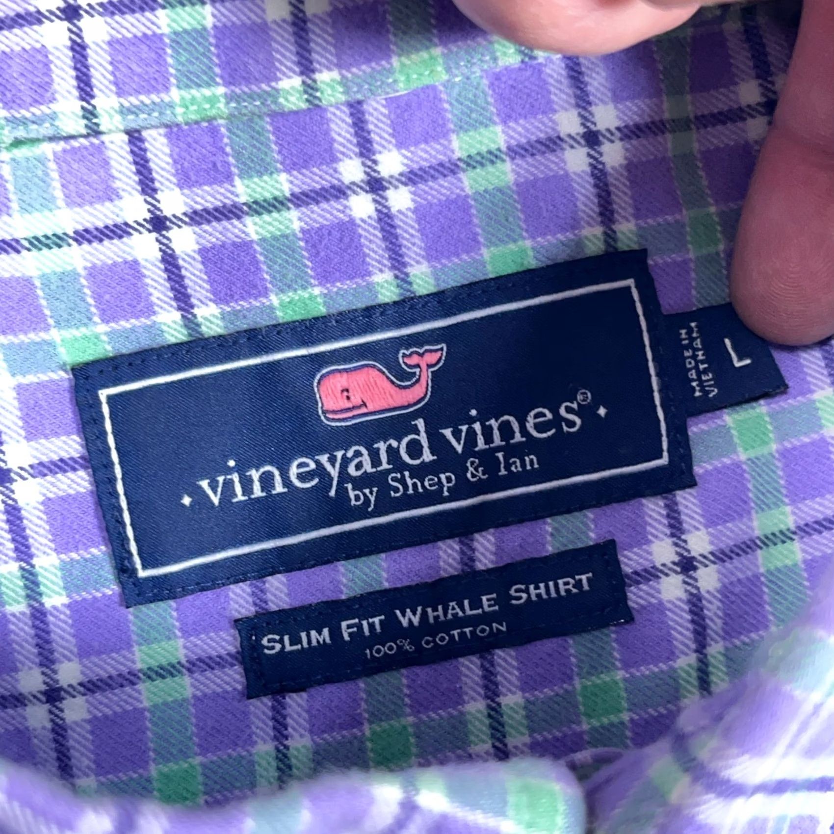 Vineyard Vines Vineyard Vines Shirt Men Large Slim Purple Plaid Flannel Button Up Whale Shirt Size US L / EU 52-54 / 3 - 3 Thumbnail