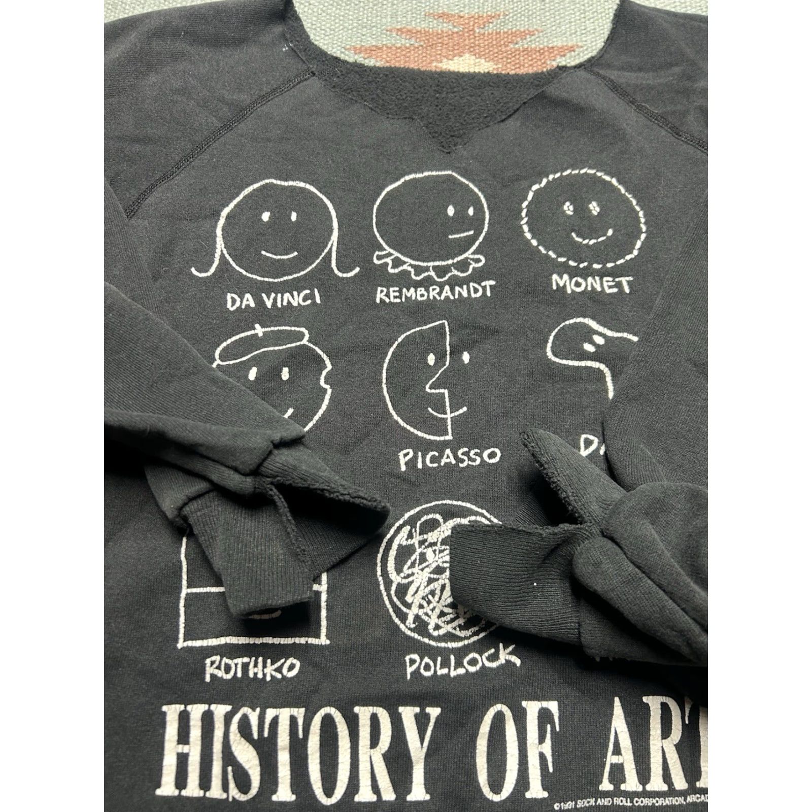 Vintage VINTAGE Sweatshirt History of Art Warhol Picasso Dali 90s Pullover Black Large Men's Size US L / EU 52-54 / 3 - 7 Thumbnail