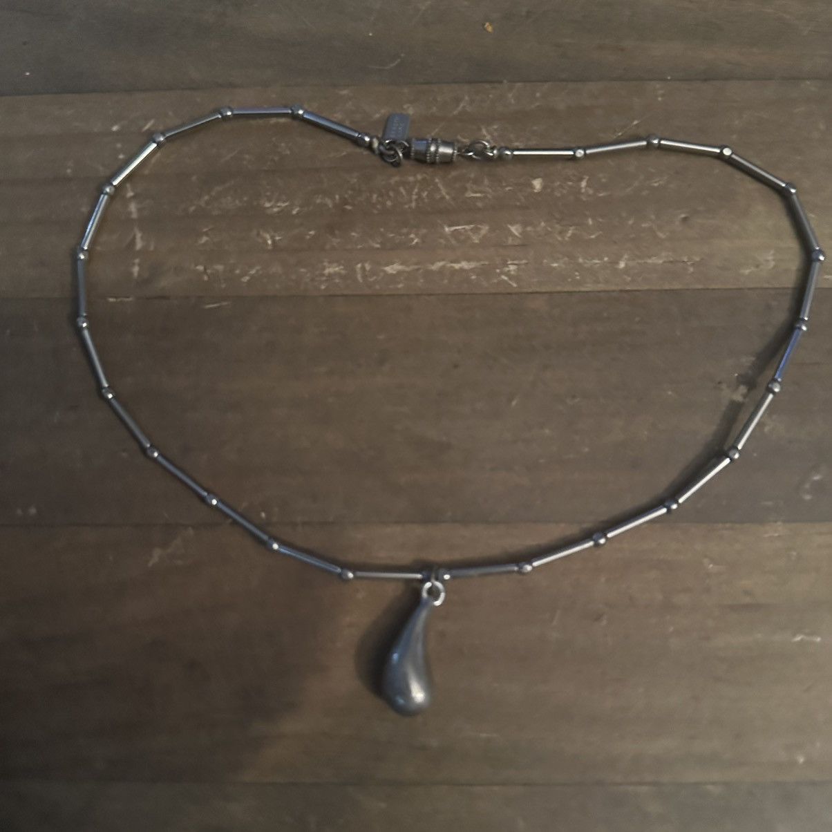 Kenneth Jay Lane × Vintage Vintage Kenneth Lane silver bar teardrop pendant necklace Size ONE SIZE - 2 Thumbnail