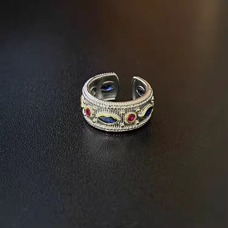 Vintage Red Zircon Ring Resizeable Size ONE SIZE - 3 Thumbnail