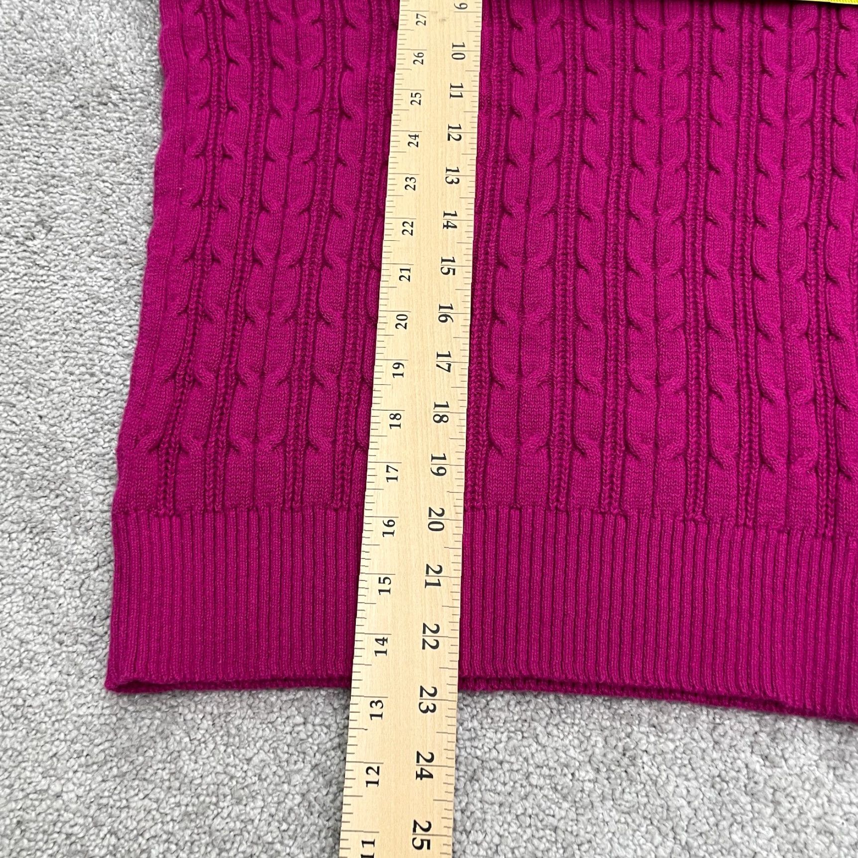 Vintage St John's Bay Pullover Sweater Womens Medium Pink Cable Knit V-Neck Cotton Nylon Long Sleeve Solid Designer Regular Size M / US 6-8 / IT 42-44 - 7 Thumbnail