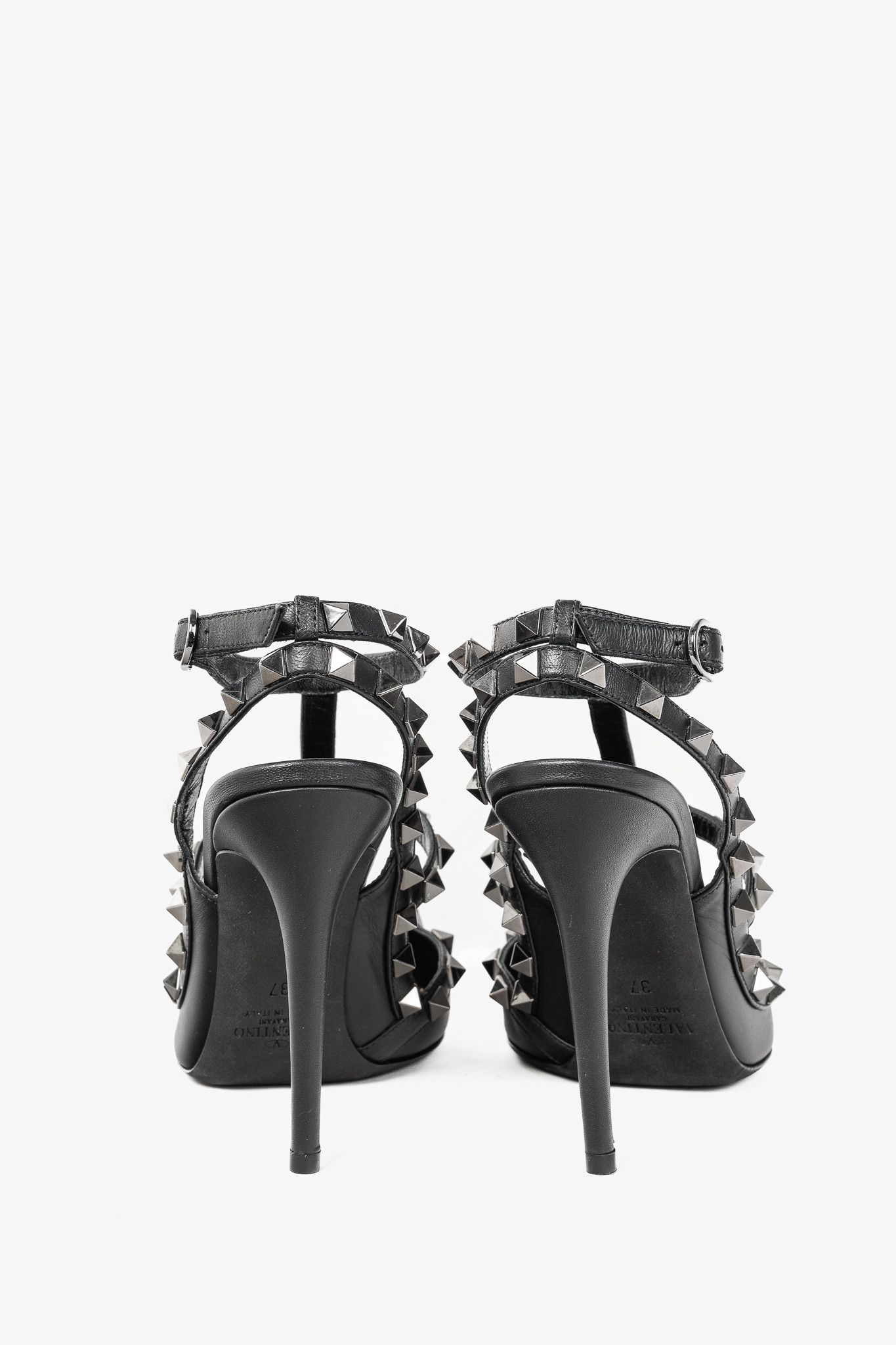 Valentino Valentino Garavani Rockstud Noir Leather Ankle Strap Pumps Size US 6.5 / IT 36.5 - 3 Thumbnail