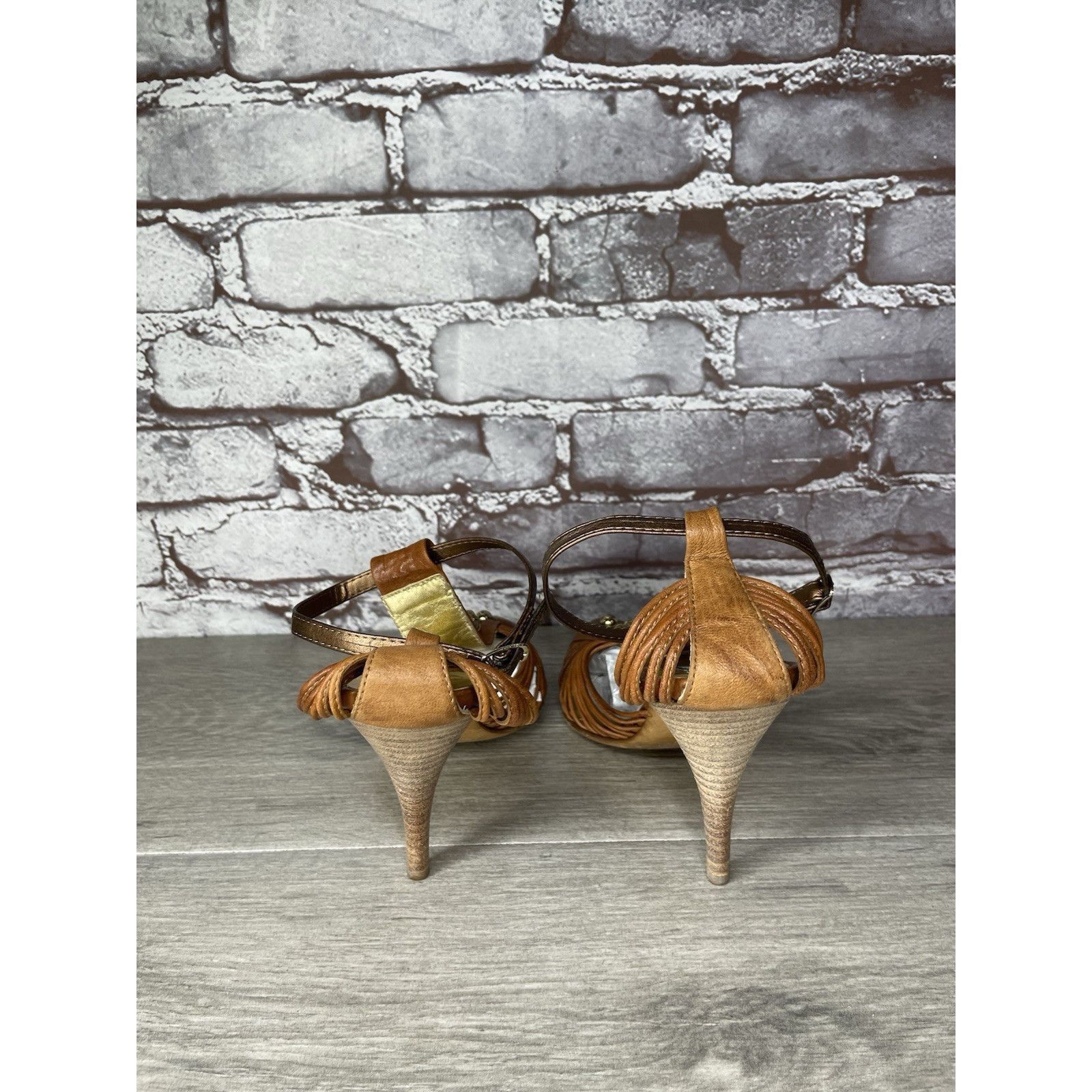 Just Cavalli Just Cavalli Brown Leather Studded Pointed Ankle Strap Stile Size US 6.5 / IT 36.5 - 4 Thumbnail