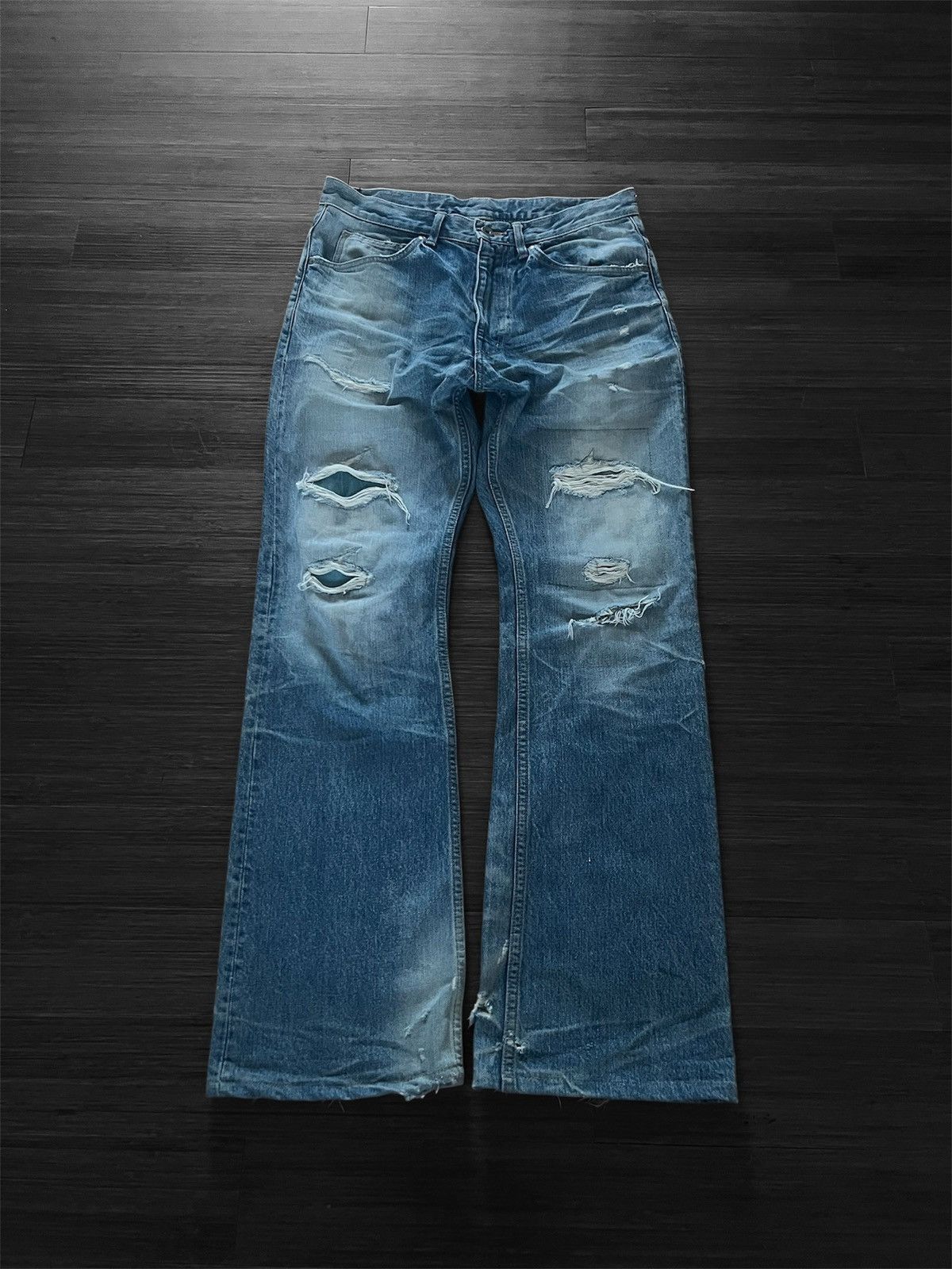 Isamu Katayama Backlash Backlash Leather Repair Flared Jeans isamu katayama backlash Size US 32 / EU 48 - 1 Thumbnail