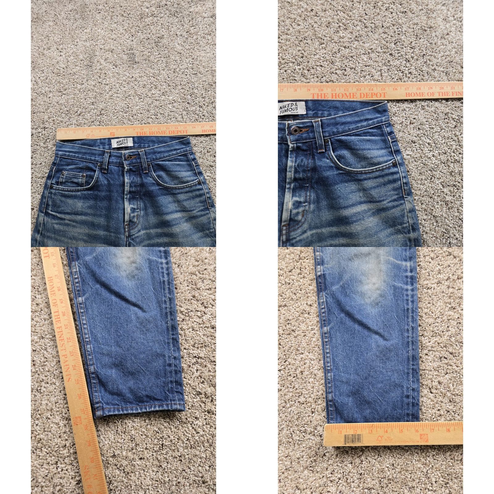 Vintage Naked & Famous Denim Jeans 30X28 Mens Slim Straight Blue Distressed Selvedge Denim 5-Pocket Size US 30 / EU 46 - 9 Thumbnail