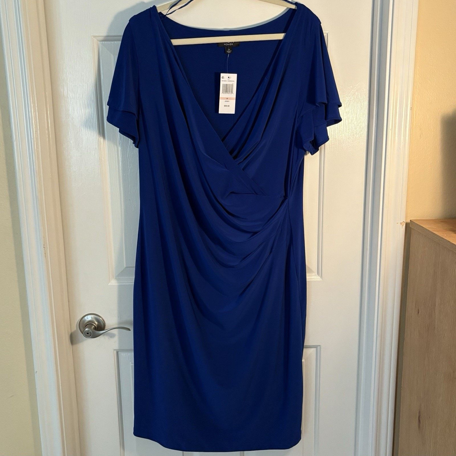 Other MSK Women’s Blue Draped Jersey Dress 2X NWT Size XXL / US 16-18 / IT 52-54 - 1 Thumbnail