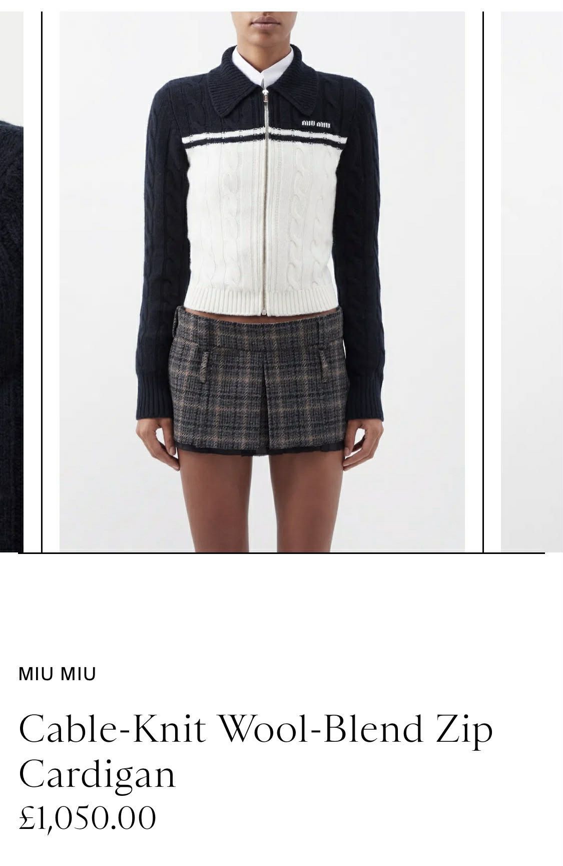 Miu Miu MIU MIU Cable-Knit Wool-Blend Zip Cardigan Size XS / US 0-2 / IT 36-38 - 3 Thumbnail