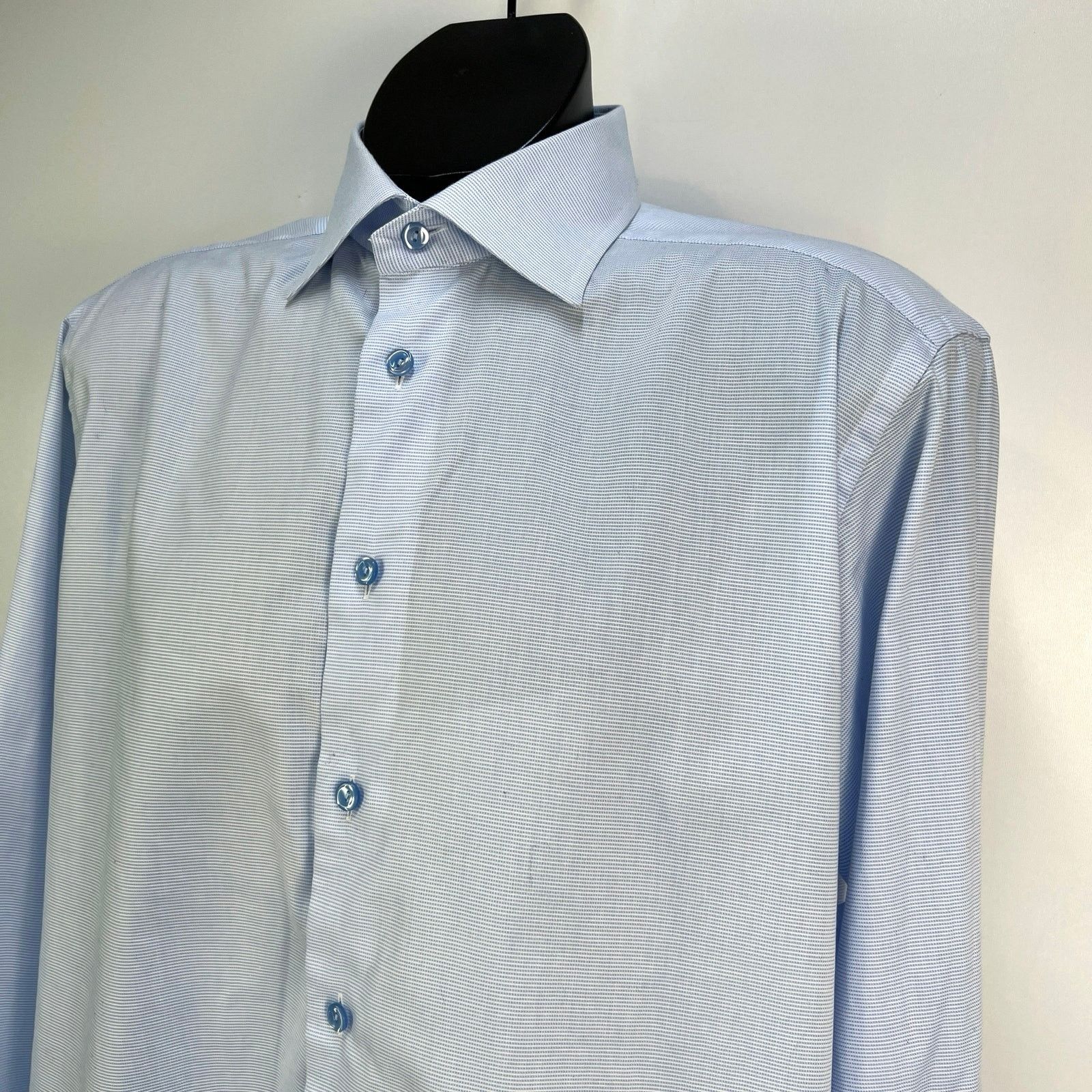 Eton Eton Twill Cotton Blue Shirt Long Sleeves Button Down Size US XL / EU 56 / 4 - 2 Thumbnail