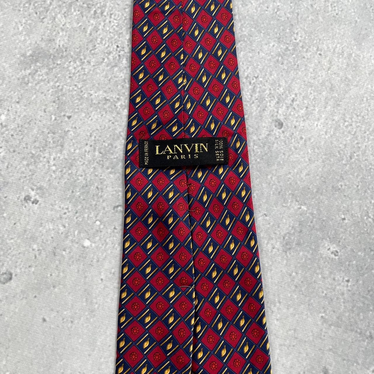 Designer × Lanvin × Vintage Vintage 90s Lanvin Paris Silk Tie Red Size ONE SIZE - 10 Thumbnail