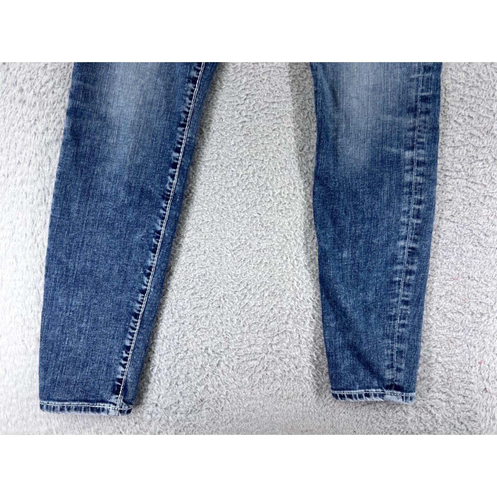 Denime VINTAGE Big Star Jeans Women 26 Blue Denim Skinny Low Rise Embroidered Stars Size 26" / US 2 / IT 38 - 5 Thumbnail
