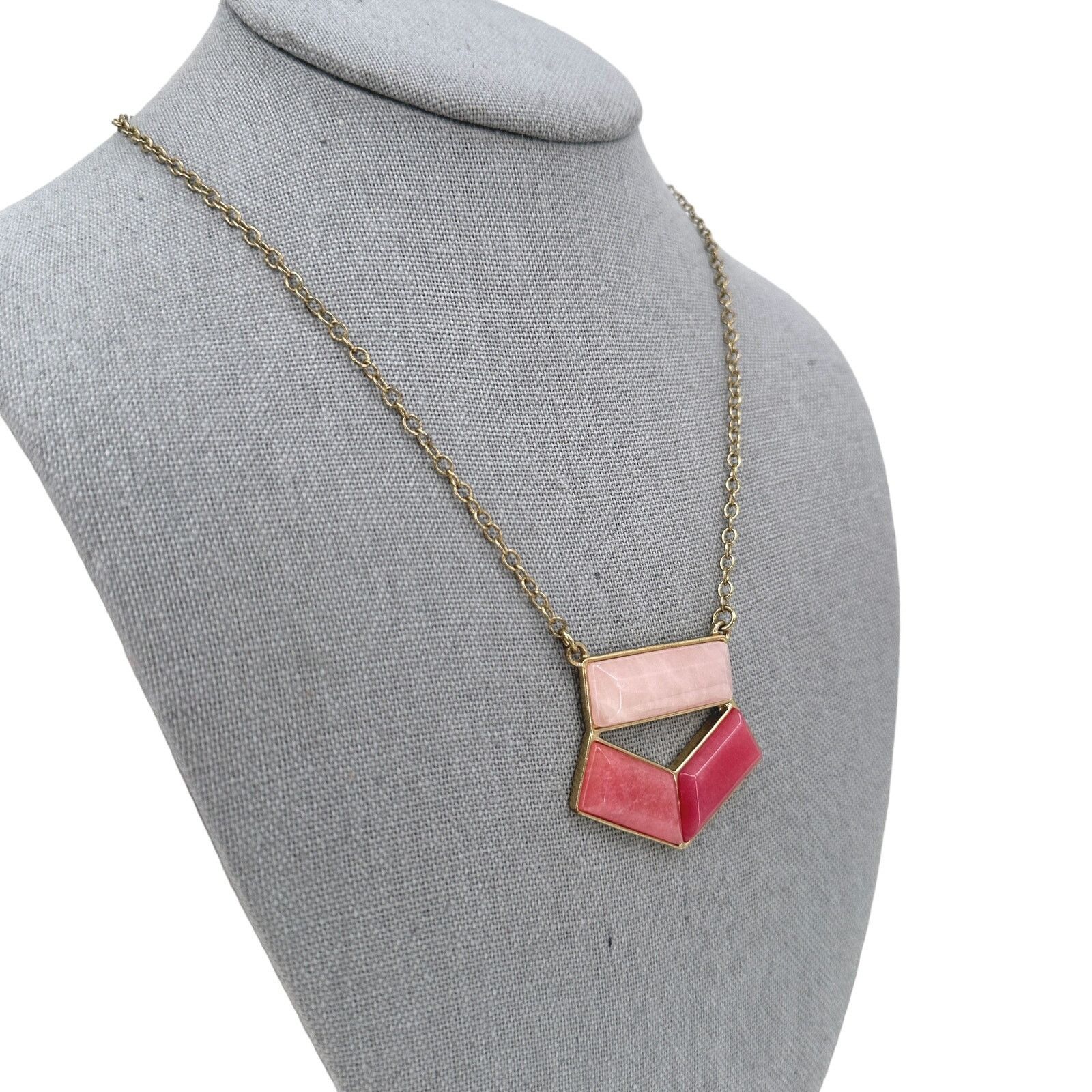 Loft LOFT Necklace Pink Geometric Pendant Color Block Ann Taylor Size ONE SIZE - 3 Thumbnail