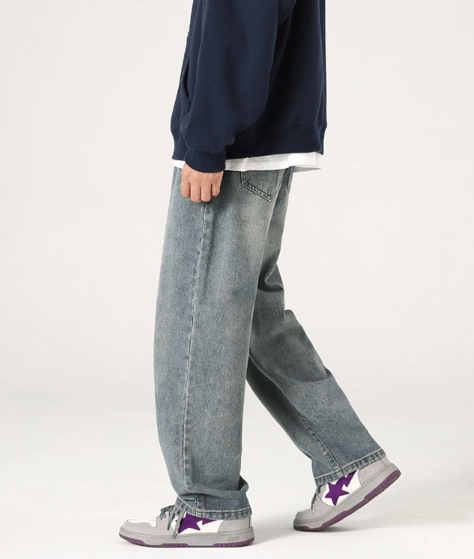 Japanese Brand × Jean Japanese retro washed distressed wide-leg jeans for men Size US 32 / EU 48 - 4 Thumbnail