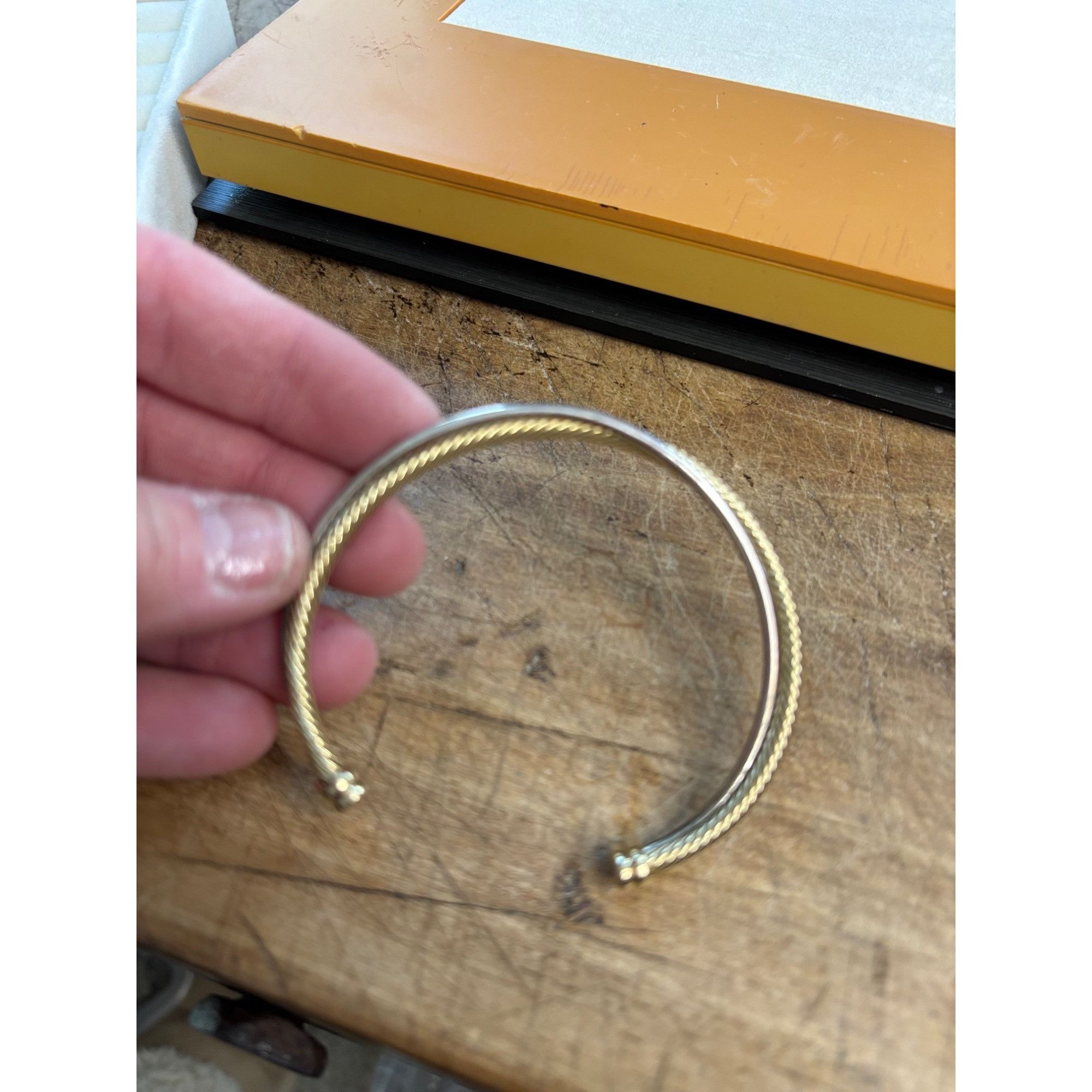 Other Gold-Tone Twisted Cable Open Cuff Bracelet With Polished End Size ONE SIZE - 4 Thumbnail