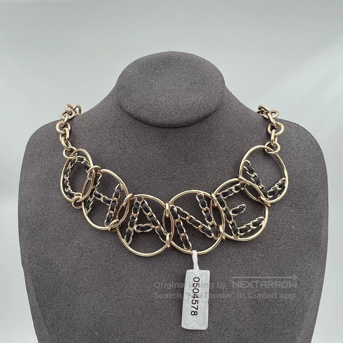 Chanel Chanel 19K black leather chain choker with letter-shaped r Size ONE SIZE - 1 Thumbnail
