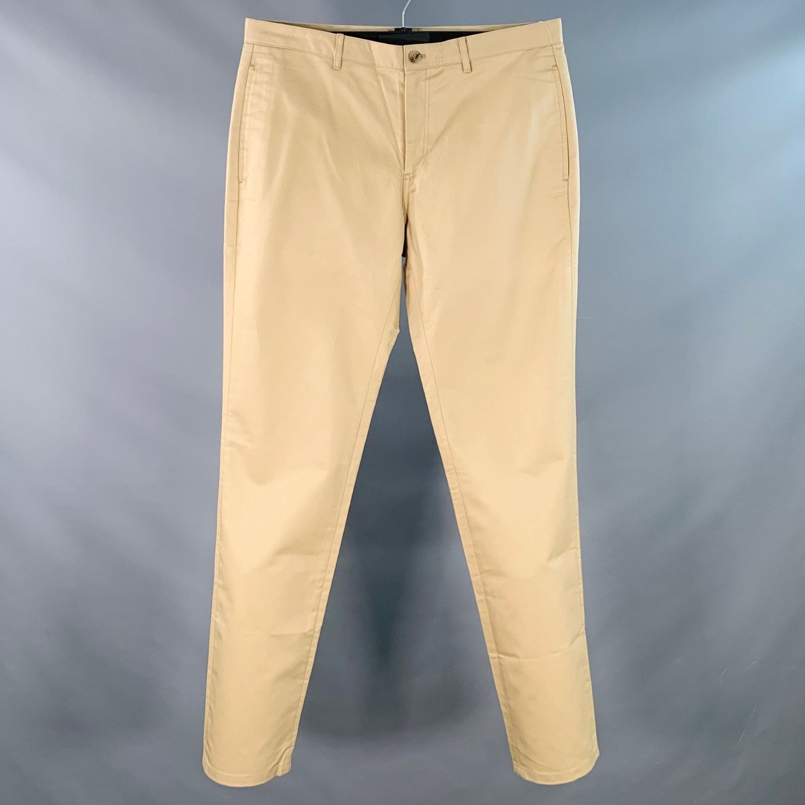 A.P.C. Size 33 Khaki Cotton Twill Flat Front Tapered Casual Pants Size US 33 - 1 Thumbnail