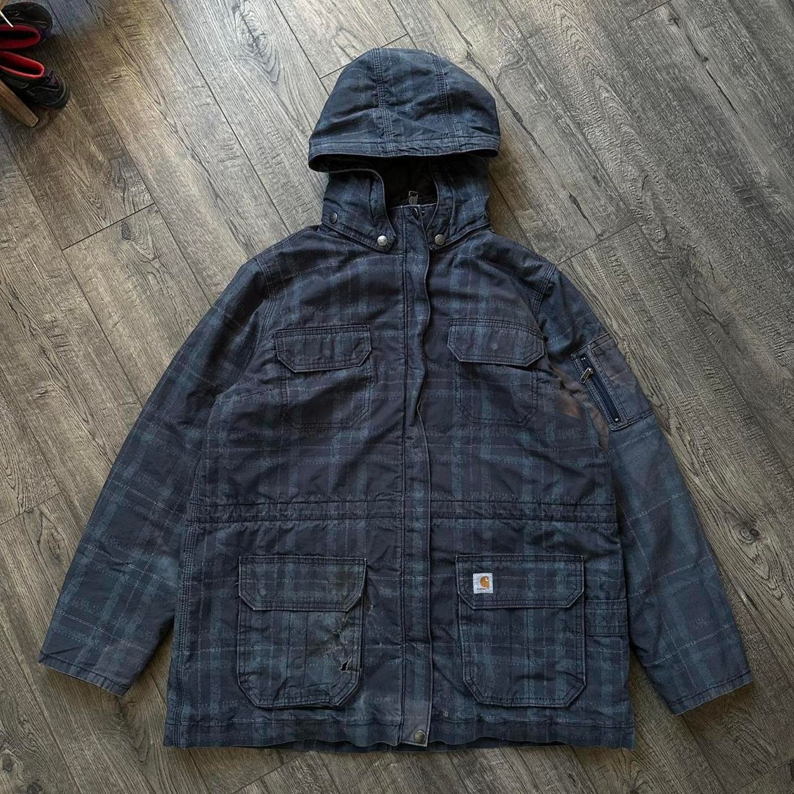Carhartt Vintage 00s Carhartt Plaid Pocket Winter Ski Coat Jacket Size XL / US 12-14 / IT 48-50 - 1 Thumbnail