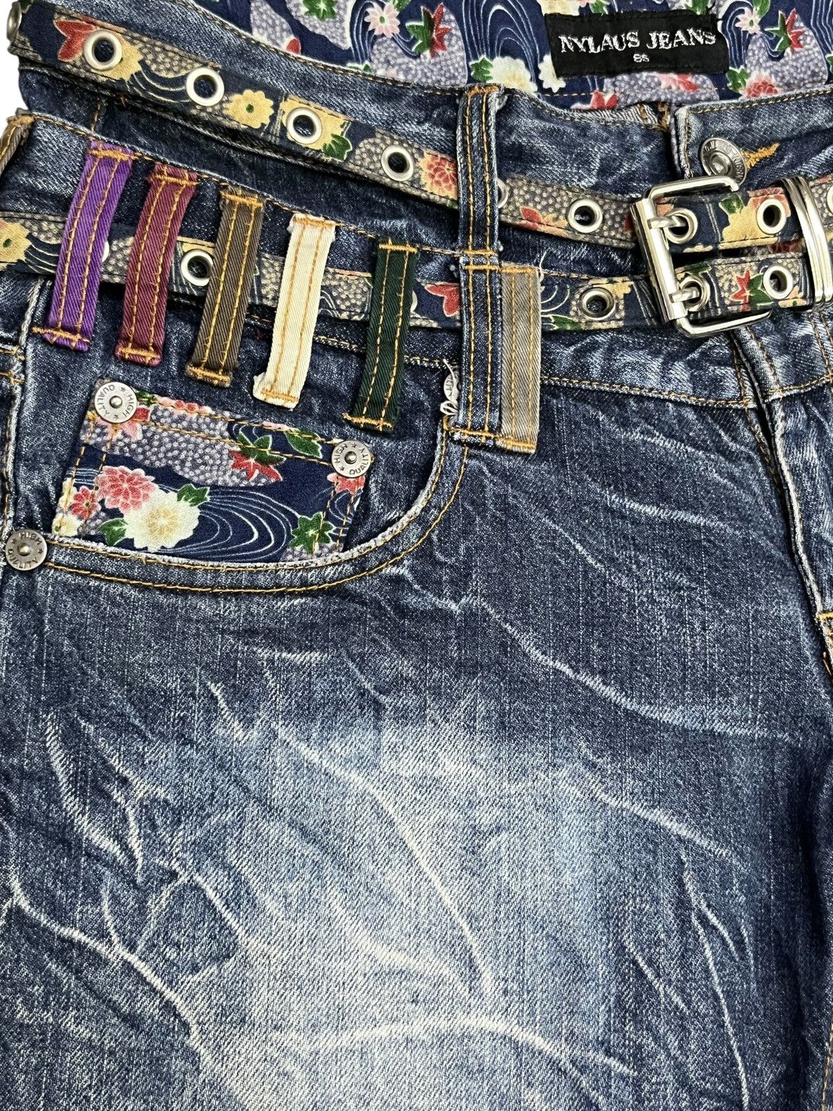 Killer Acid Rare Nylaus Double Waist Belted Acid Wash Shorts Japan Size US 31 - 5 Thumbnail