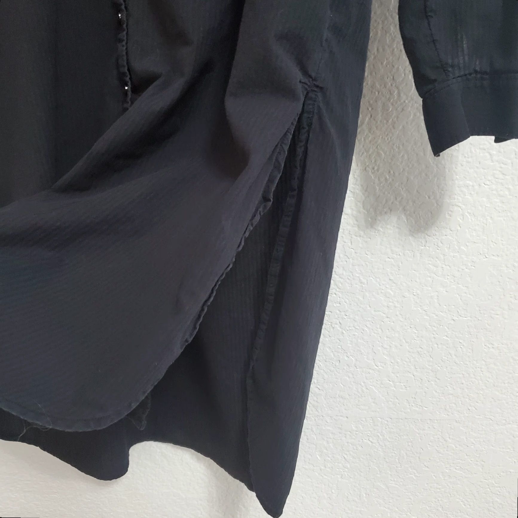 Anthropologie Maeve Anthropologie Shirt Dress Women S Black Midi Cotton Long Sleeve Collared Size S / US 4 / IT 40 - 5 Thumbnail