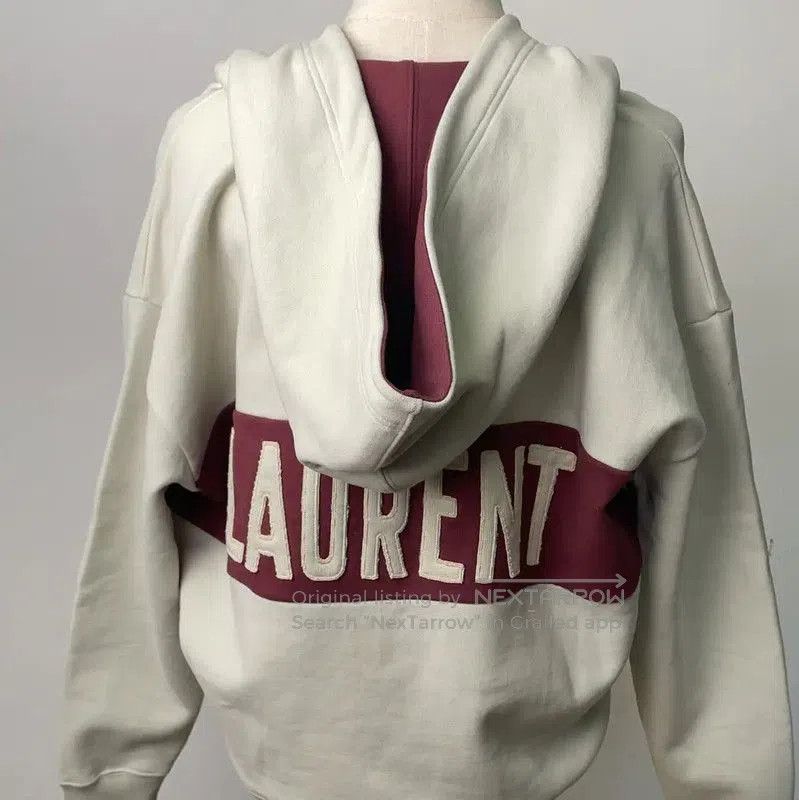 Yves Saint Laurent YSL Light Gray Cotton Women's Hoodie . Size L / US 10 / IT 46 - 2 Thumbnail