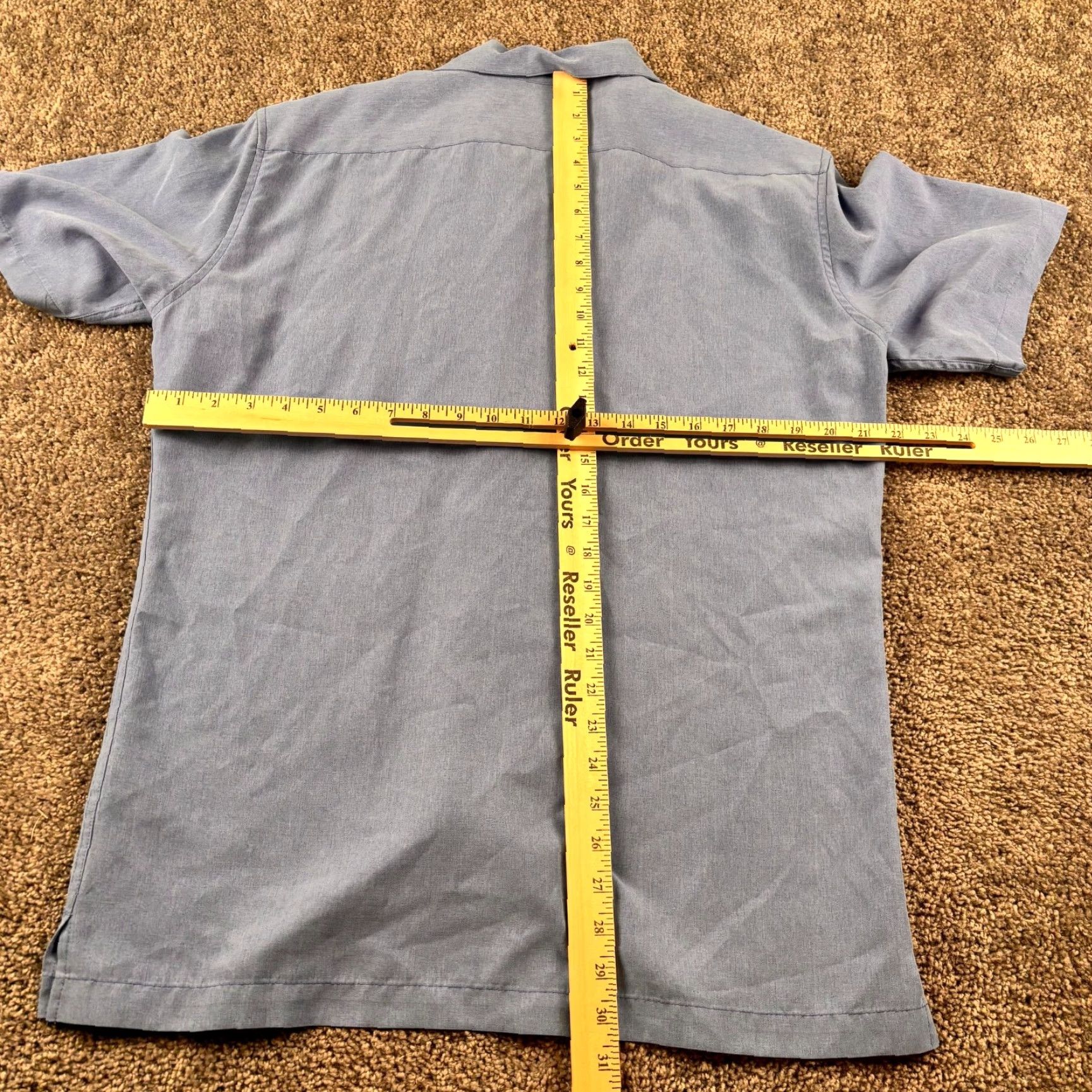 BUGATCHI Bugatchi Shirt Mens M Dusty Blue Camp Loop Collar Button-Up Short Sleeve Beach Size US M / EU 48-50 / 2 - 6 Thumbnail