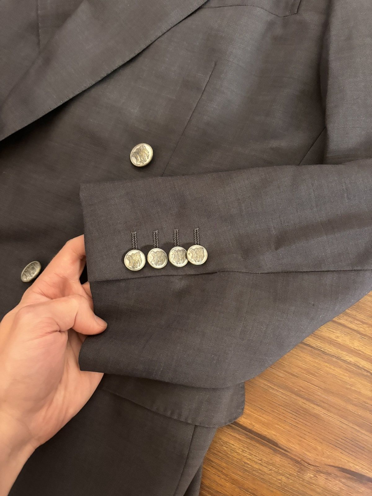 Burberry Burberrys Cross Button Full Suit Grey Size 36S - 5 Thumbnail