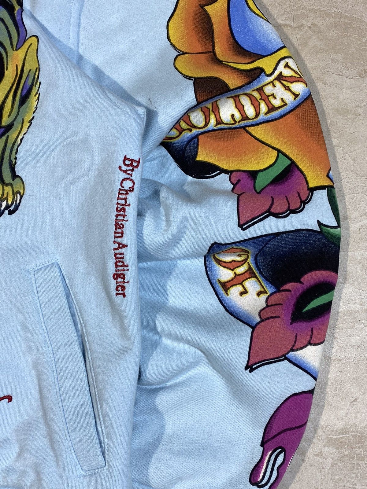 Ed Hardy × Japanese Brand Ed Hardy y2k hype streetwear style light blue zip hoodie Size US M / EU 48-50 / 2 - 6 Thumbnail