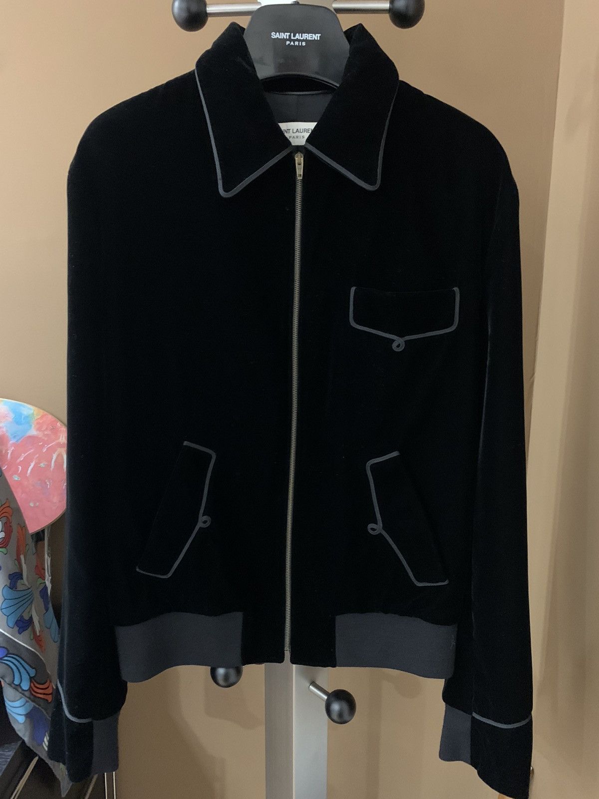 Saint Laurent Paris Saint Laurent 2016FW Black velvet jacket Size US S / EU 44-46 / 1 - 1 Thumbnail