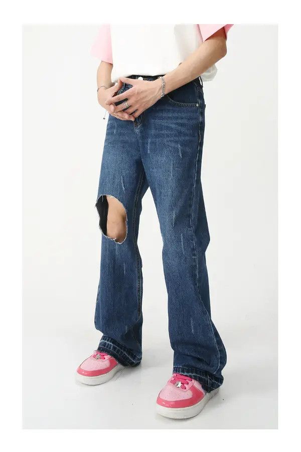 Japanese Brand VIBE Japanese retro loose flared casual ripped jeans Size US 32 / EU 48 - 3 Thumbnail