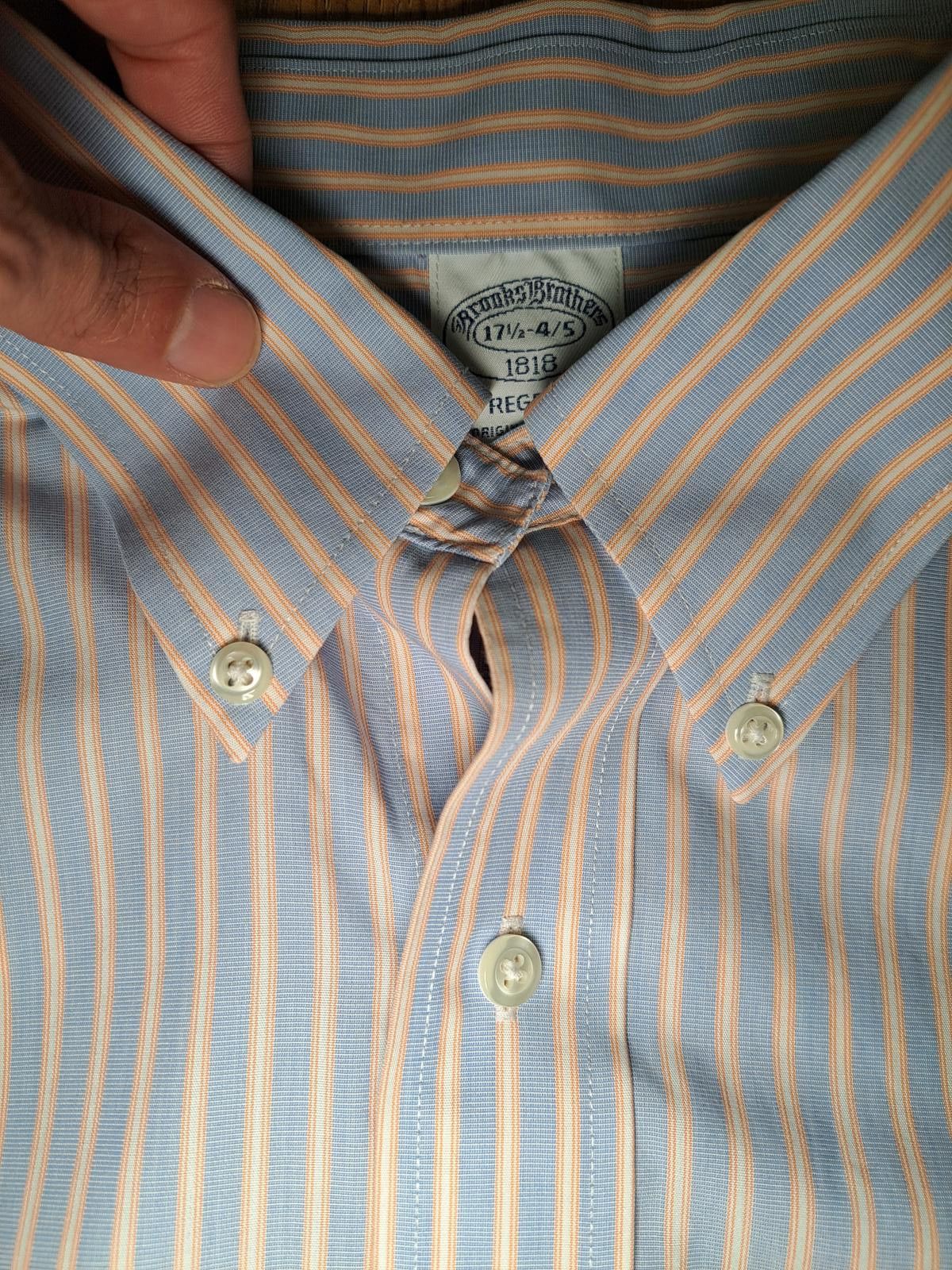 Brooks Brothers Brooks Brothers Long Sleeve Shirt 17.5-34/35 XL Blue Striped Size US XL / EU 56 / 4 - 4 Thumbnail