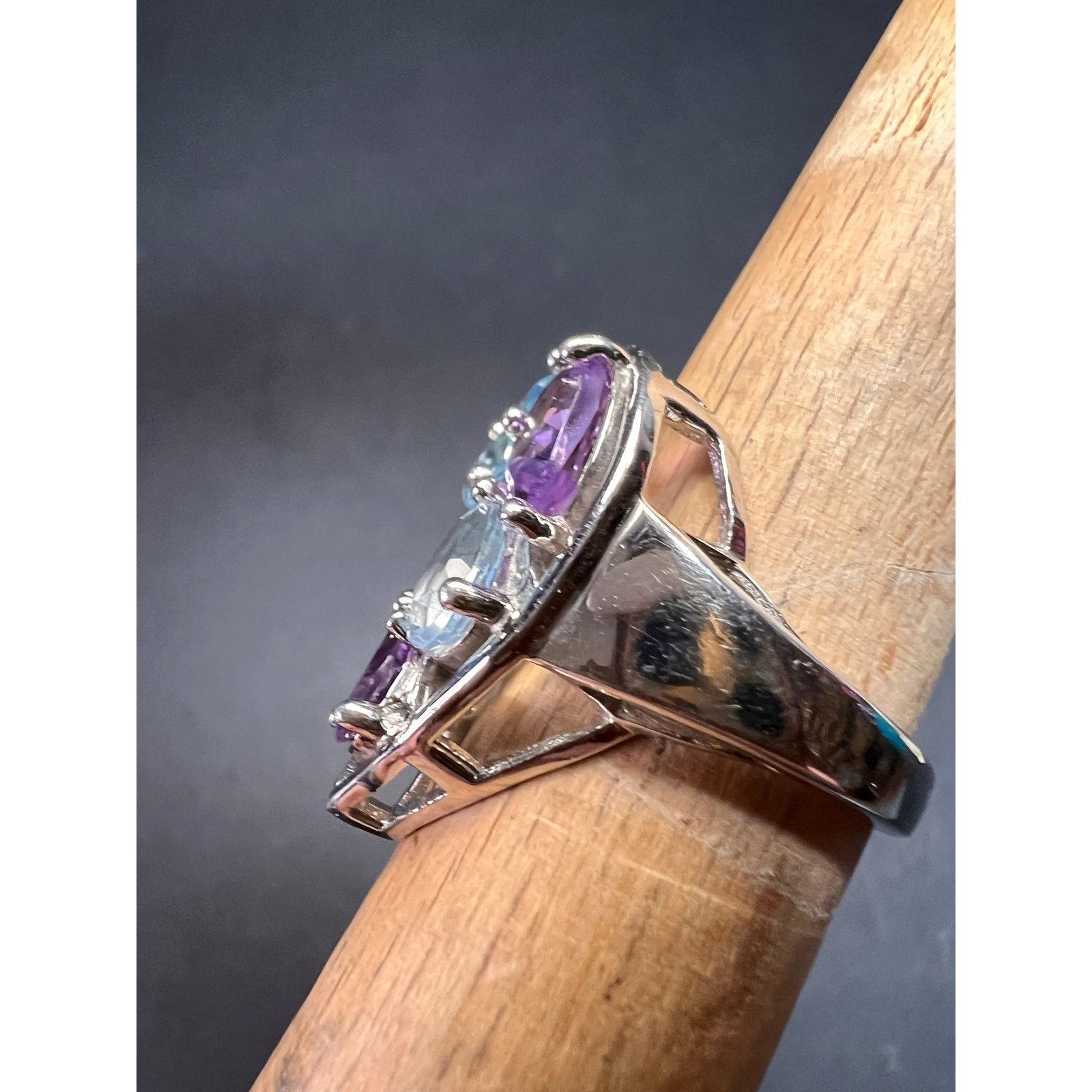 Other Vintage multi gemstone sterling silver cluster ring size 7 Size ONE SIZE - 12 Thumbnail