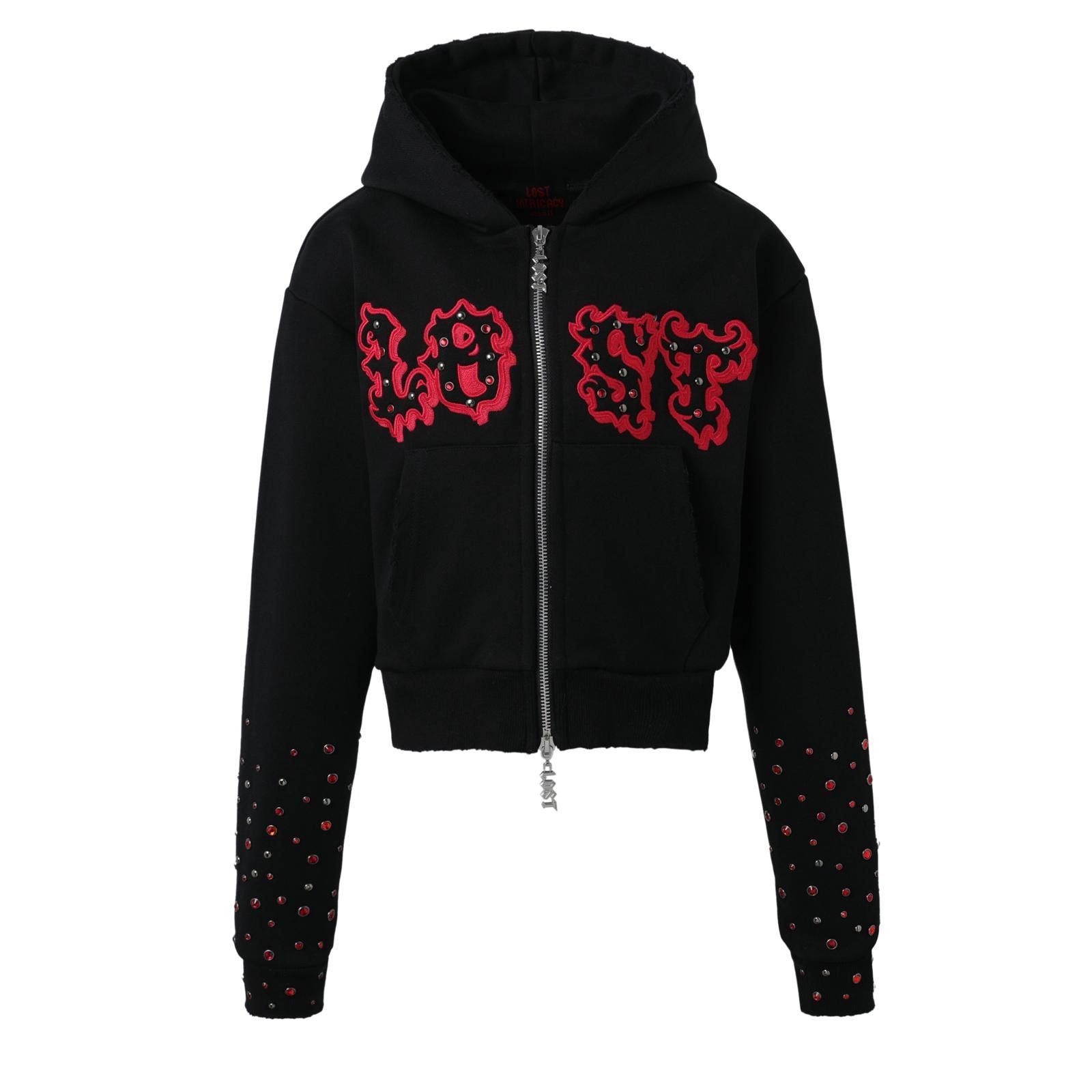 Other Lost Intricacy 'Patch' Black & Red Full Zip Hoodie (Women's) Size L / US 10 / IT 46 - 1 Preview