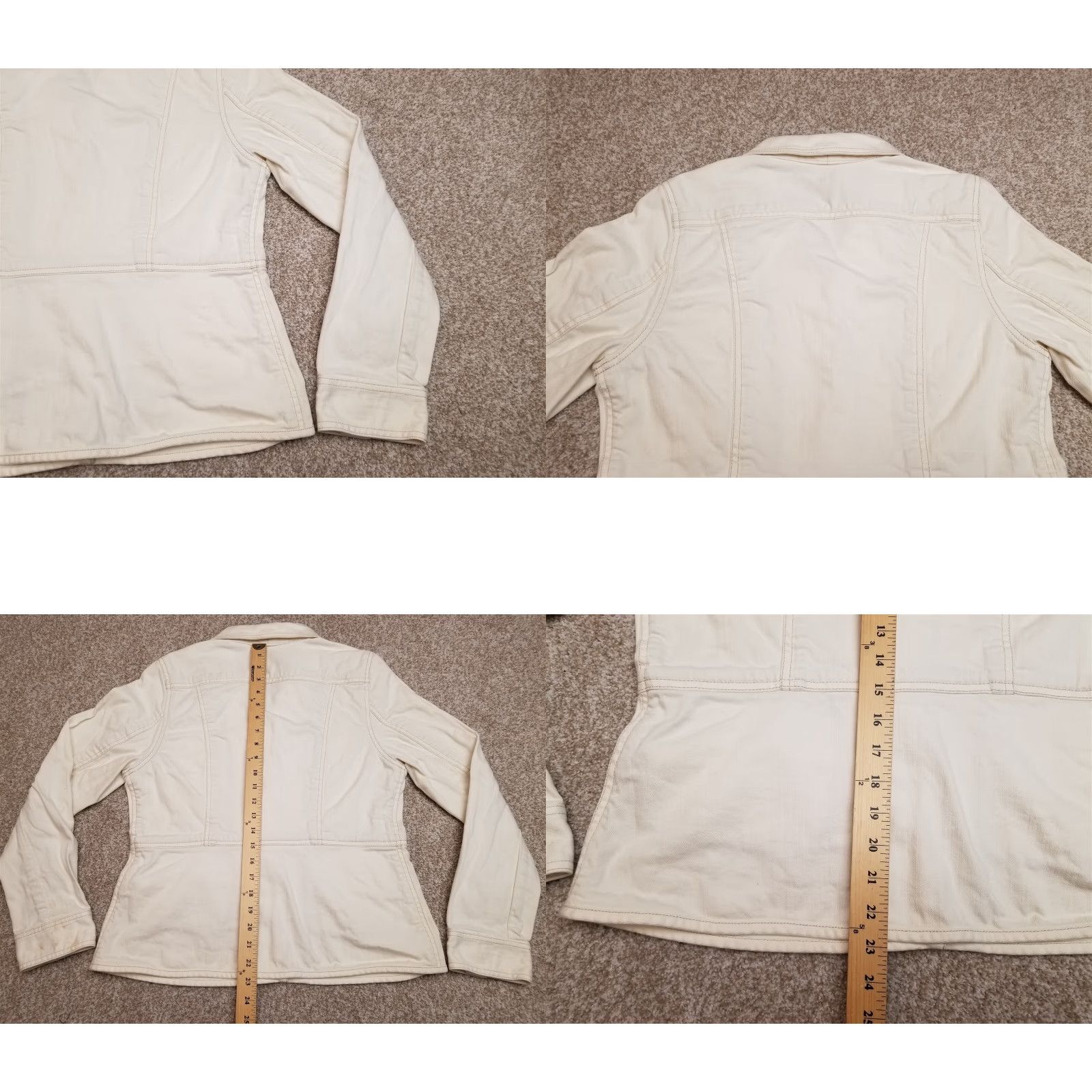 Tommy Bahama VINTAGE Tommy Bahama Jacket Womens 14 Cream Canvas Cotton Button Casual Long Sleeve Size XL / US 12-14 / IT 48-50 - 9 Thumbnail