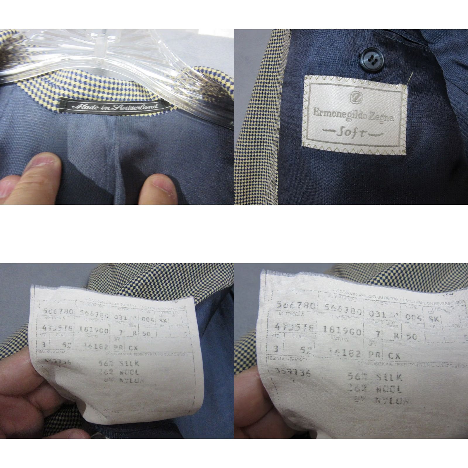 Ermenegildo Zegna Ermenegildo Zegna Sport Coat Blazer Mens 50 Beige Blue Micro Check Silk Wool Size 50R - 8 Thumbnail