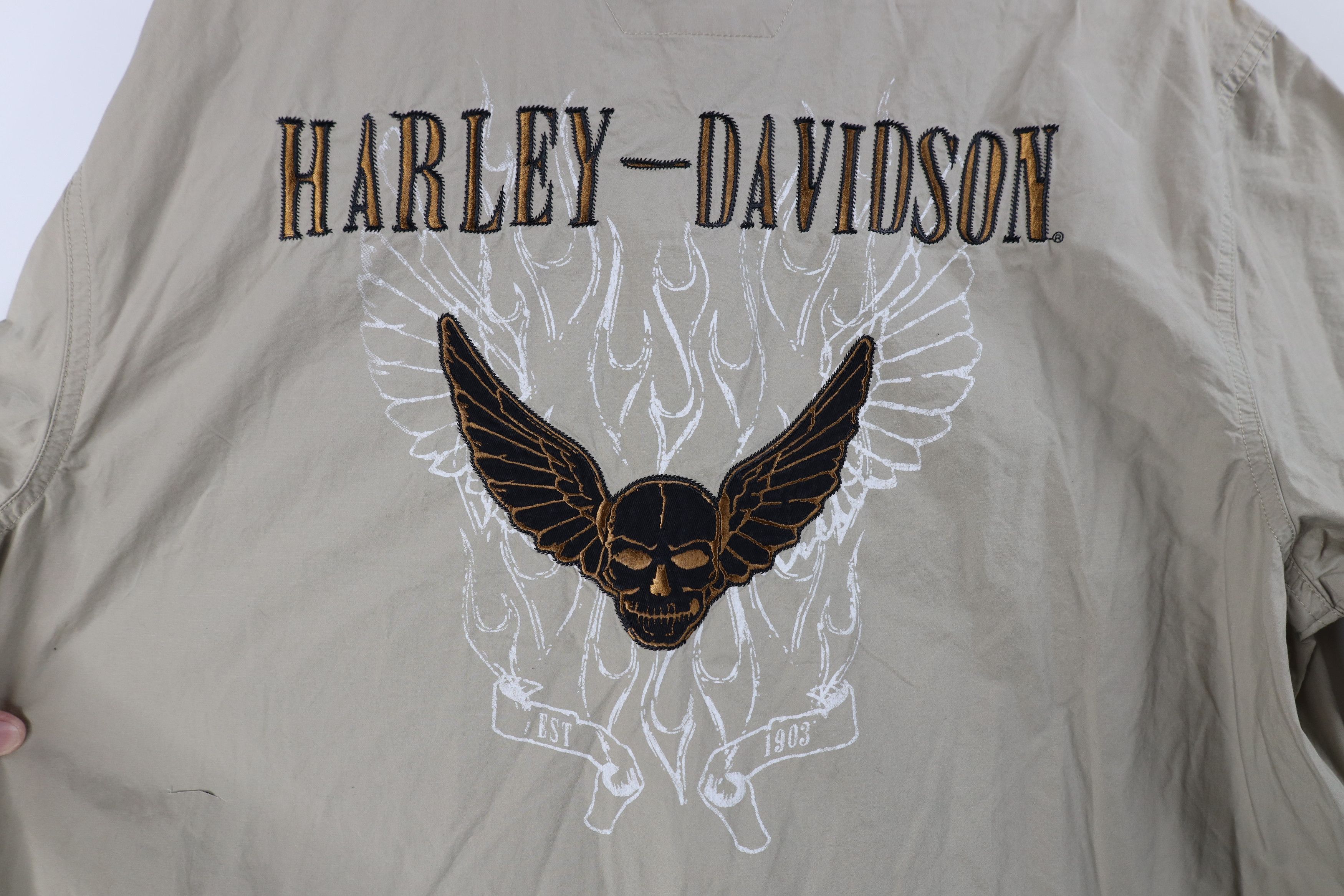 Harley Davidson × Vintage Vintage Harley Davidson Skull Short Sleeve Button Shirt Size US L / EU 52-54 / 3 - 11 Thumbnail