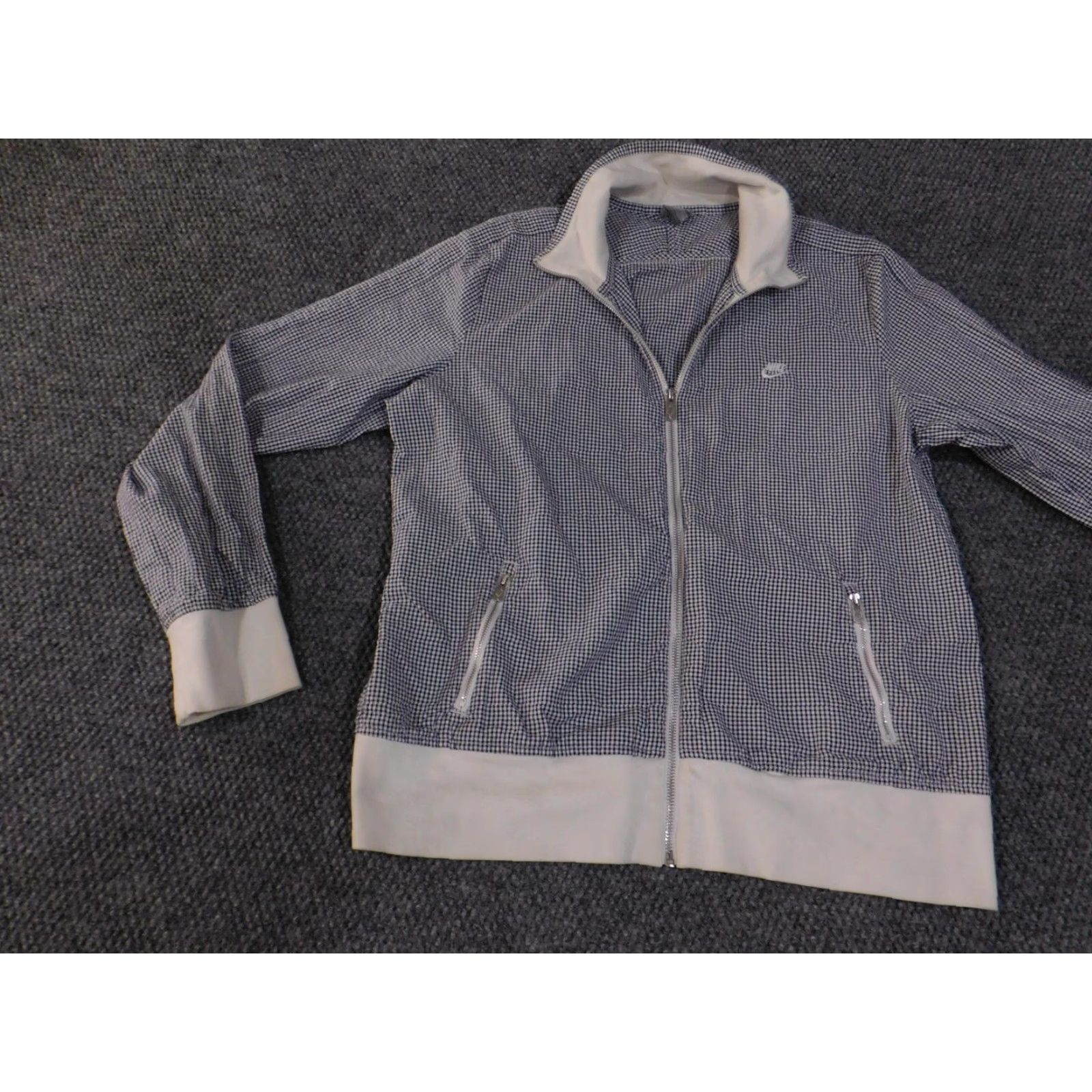 Nike VINTAGE Nike Sportswear Track Jacket Womens XL Navy White Gingham Full Zip 468811-410 Size XL / US 12-14 / IT 48-50 - 3 Thumbnail