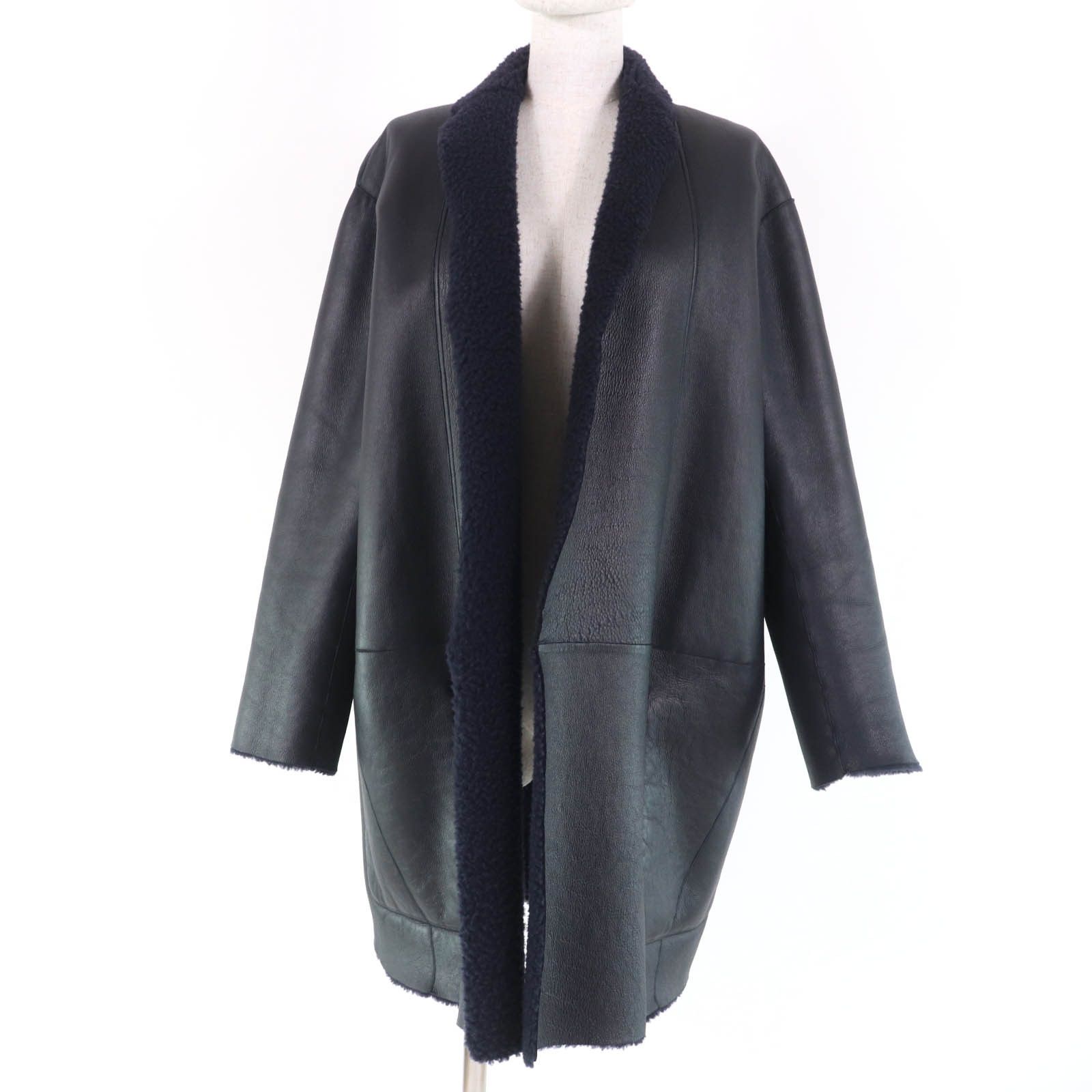 Celine Celine Celine Egg Crombie Mouton Sheep Leather Coat Leather Outerwear Size ONE SIZE - 1 Thumbnail