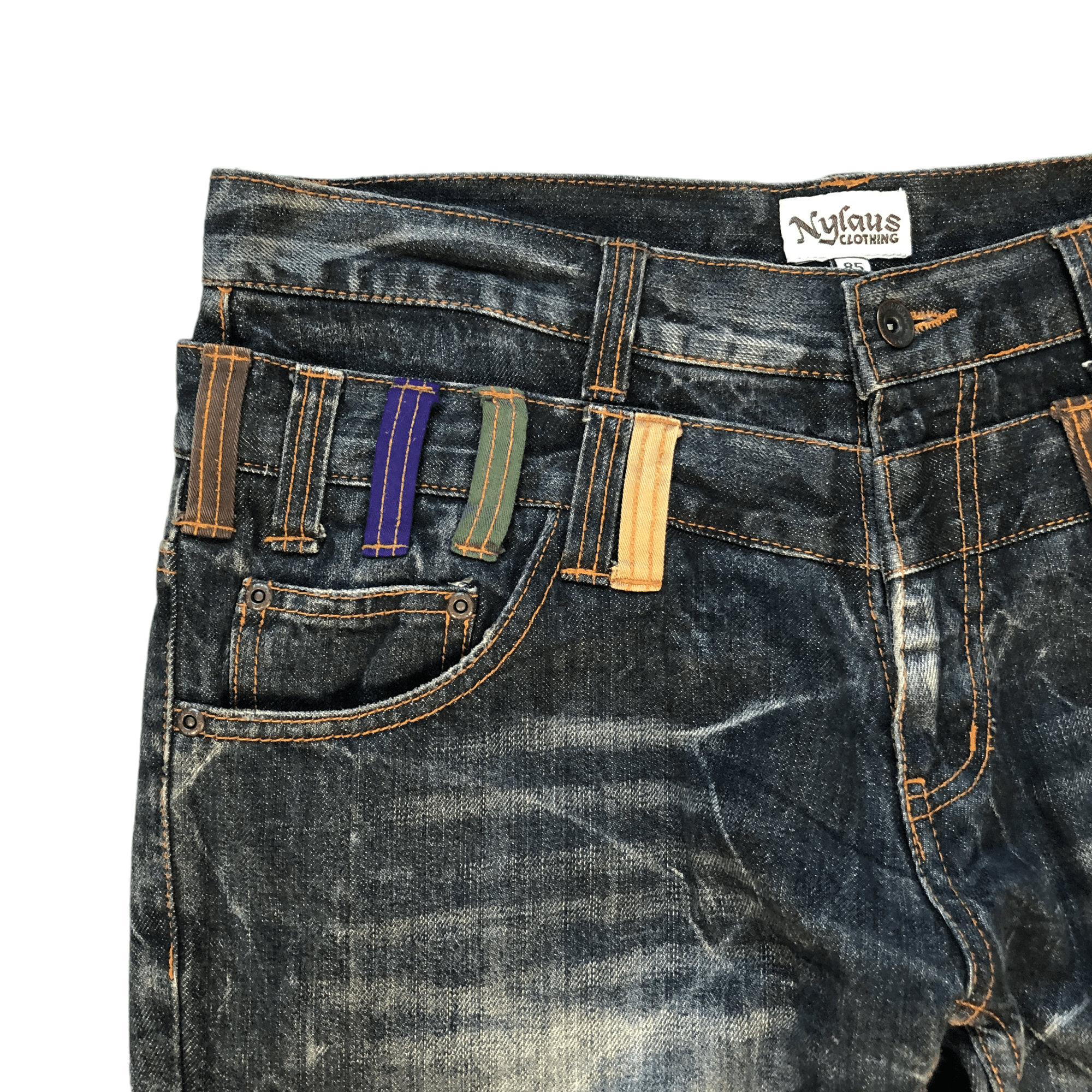 Japanese Brand NYLOUS LIMITED EDITION DOUBLE WAIST DENIM PANTS #5981-216 Size US 33 - 3 Thumbnail