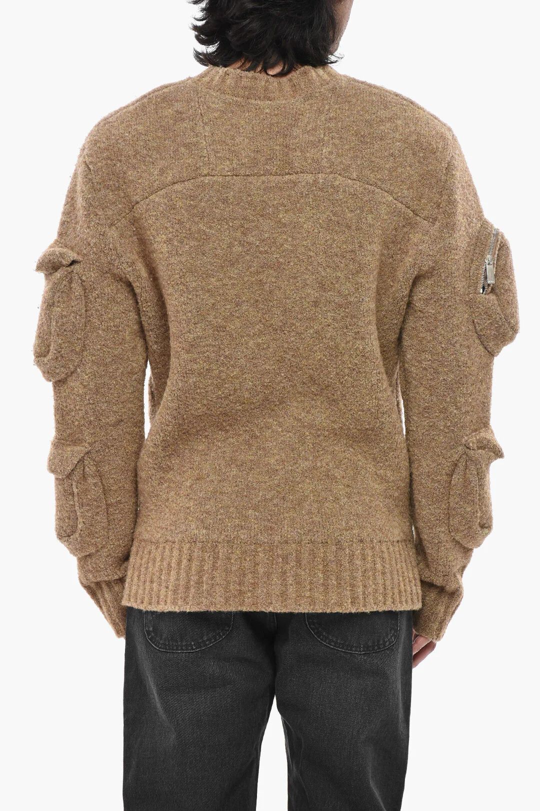 Off-White og1mm0526 Wool-Blend Bouclé Sweater in Beige Size US L / EU 52-54 / 3 - 2 Thumbnail