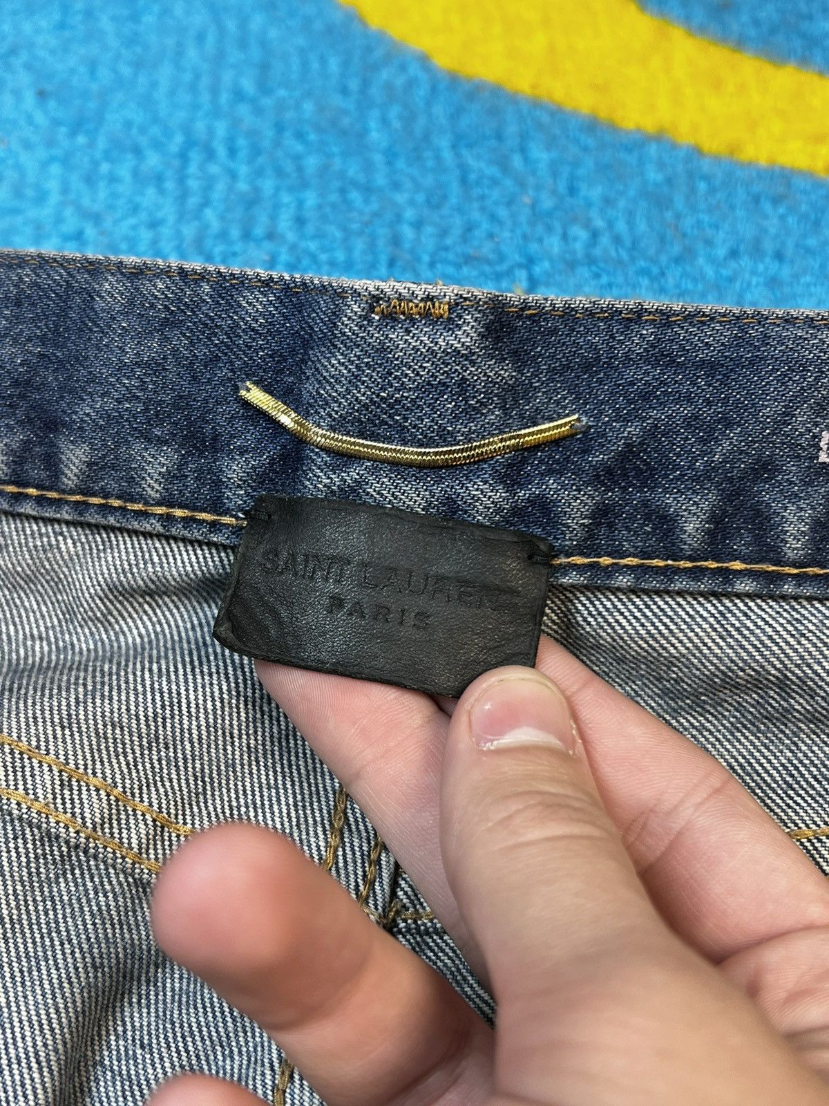 Saint Laurent Paris Saint Laurent Blue Denim Japanese High Rise Pant Size 25" / US 0 / IT 36 - 12 Thumbnail