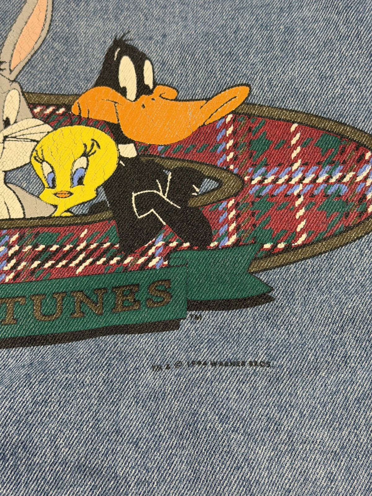 Warner Bros Vintage Looney Tunes Blue Denim Trucker Jacket Tweety Bugs Size US M / EU 48-50 / 2 - 8 Thumbnail