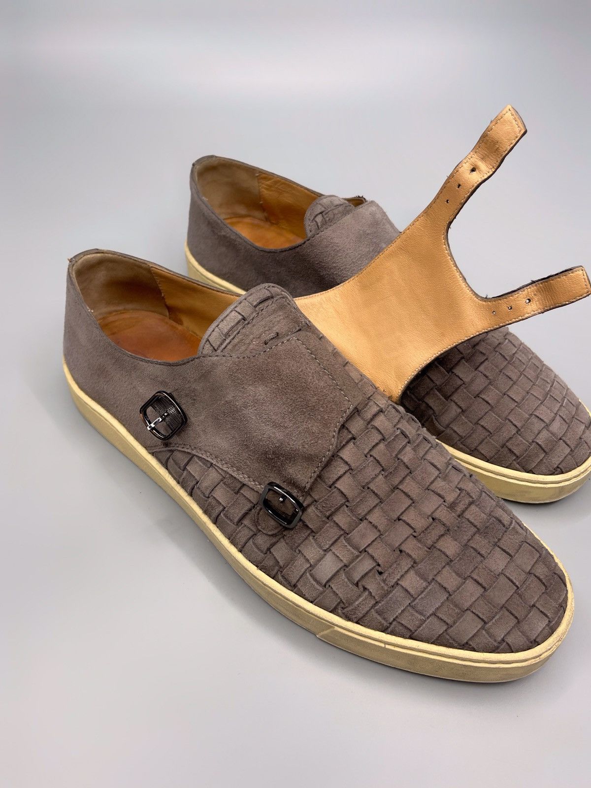 Santoni Santoni Double Monk Strap Suede Sneakers Low Top Size US 10 / EU 43 - 6 Thumbnail