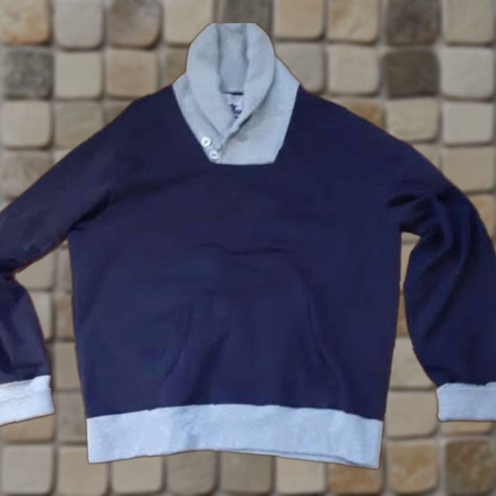 Vintage VINTAGE Relience Garments Sweater 1/4 Button Heavy Duty Shawl Collar Men 2XL Black 90s Cotton Blend Pullover Size US XXL / EU 58 / 5 - 1 Thumbnail