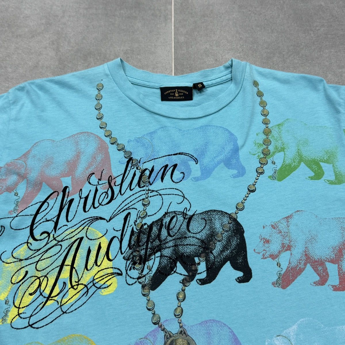 Christian Audigier × Ed Hardy Christian Audigier Los Angeles Bears Y2K Hip Hop Rap T-Shirt Size US S / EU 44-46 / 1 - 8 Thumbnail