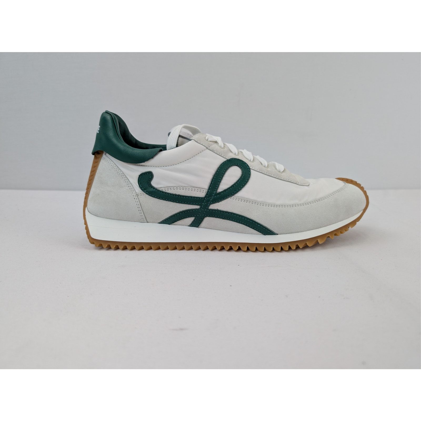 Loewe o1rshd1 Nylon Suede Flow Runner Sneakers in White/Dark Green Size US 10 / EU 43 - 4 Thumbnail