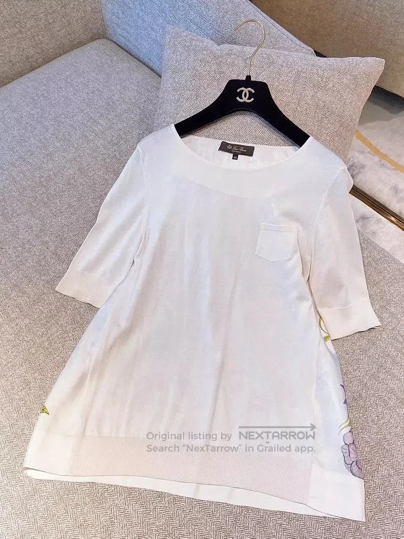 Loro Piana Silk Panel Short Sleeve Top.