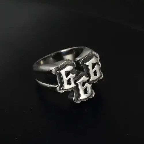 Ring Of Fire stainless steel digital 666 ring titanium steel ring Size ONE SIZE - 2 Thumbnail